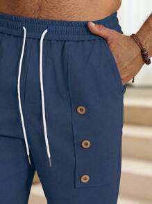 Manfinity Nomadique Pantalones casuales de unicolor con cordón para hombre