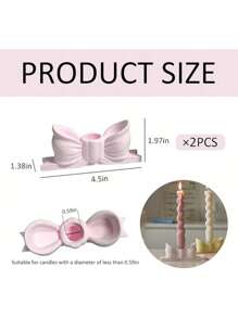 SHEIN Gypsum Candlestick Decorative Candlestick Center Decoration,Ins Style Pink Bow Candlestick Is Suitable For Candles, Suitable For Dining Table Wedding Dinner Party Gifts Birthday Graduation