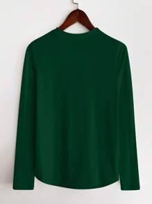 SHEIN LUNE Women Cartoon Cat Print Casual Comfortable Versatile Long Sleeve T-Shirt, Graphic Tees, Women Tops For Spring - Green - View 2