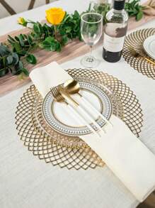 SHEIN 1件/4件/6件/8件圆形镂空烫金PVC隔热防滑垫，酒店餐厅装饰隔热餐垫 - 彩色 - 查看 15