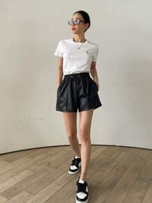 DAZY Moon Embroidery Tee - White - View 6