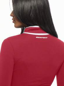 MISSGUIDED Athletic Performance Zip Up Training Jacket Moisture Wicking Workout Exercise Running Fitness Gym Active Wear Sports Track Jacket Winter Activewear - Burgundy - View 6