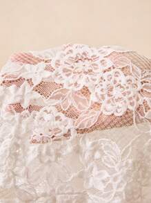 Poéselle Women's White Lace Cami Top With Spaghetti Straps And Ruffle Hem - White - View 9