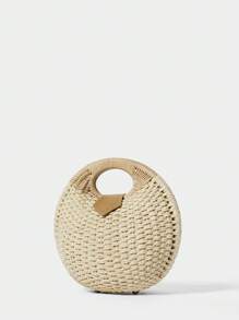 SHECARRY 女士手提包编织简约休闲日常手提包 - 卡其色 - 查看 3