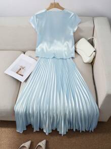 SHEIN Clasi Women Two Pieces Outfits For Daily Wear - Mint Blue - View 2