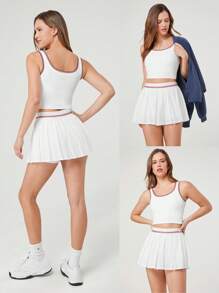 GLOWMODE Powersculpt™-Air 吸汗凉爽感觉高弹力撞色条纹背心高强度健身跑步训练可拆卸罩杯