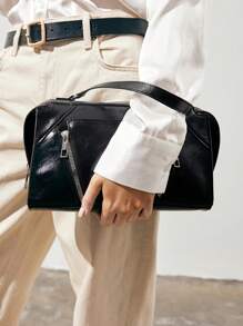 SHECARRY Women Top Handle Bags PU Leather Autumn Summer Winter School Travel Commute Work Elegance Exquisite Vintage High Capacity Zipper