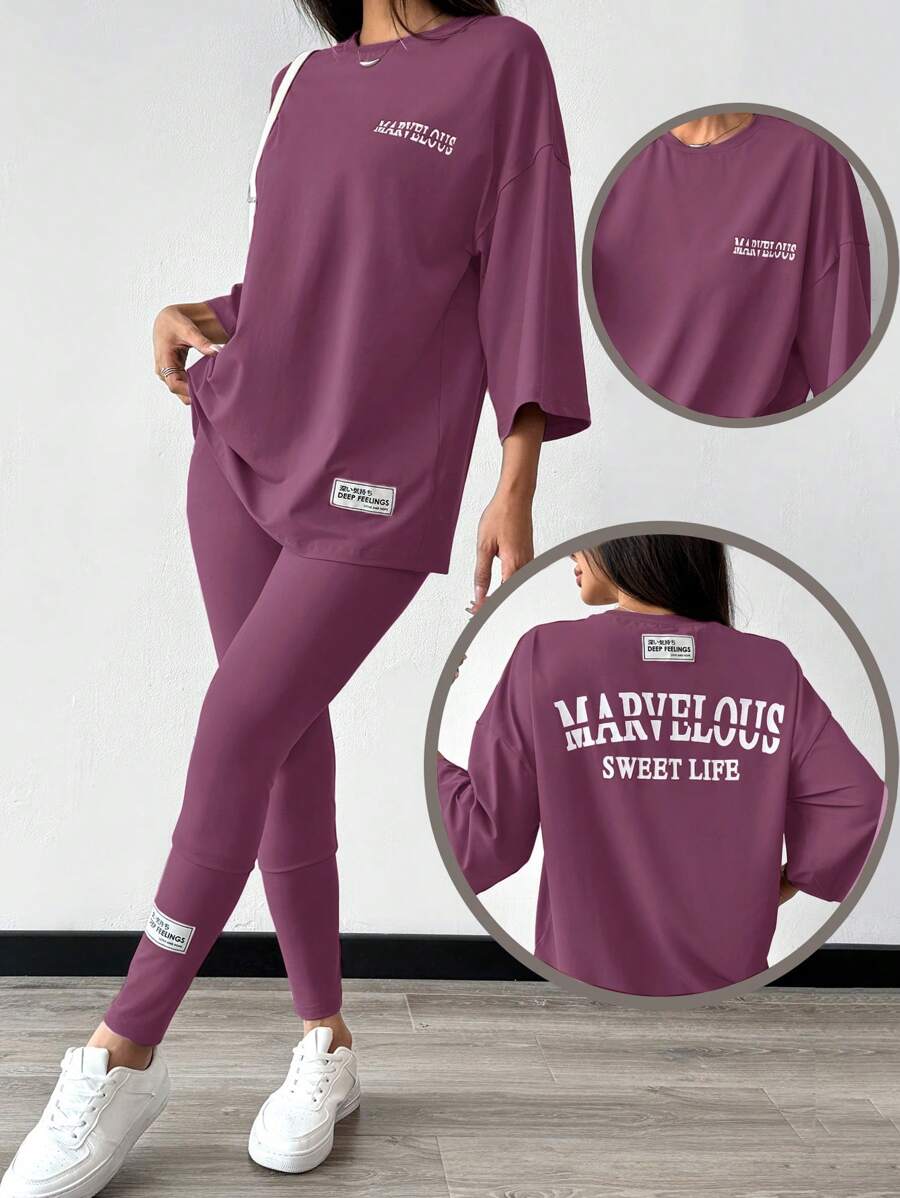 Mulvari Women Two Pieces Outfits For Daily Wear - Purple - View 1