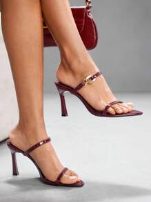 CUCCOO SZL Women's Fashionable Burgundy High Heel Sandals, Minimalist & Versatile - Burgundy - View 4