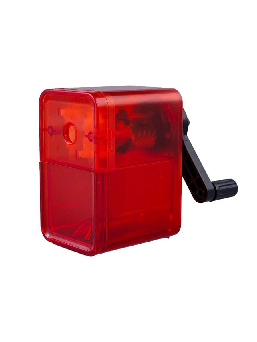 1pc Sketch Pencil Sharpener Dual Hole Manual Rotary Pencil Sharpener For Students And Teachers - Red - View 1