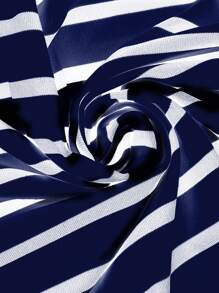 EMERY ROSE Women's Striped 3/4 Sleeve Open Front Casual Versatile Jacket In Fall/Winter - Blue and White - View 8