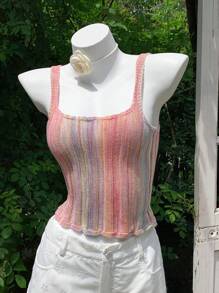 Comfortcana 女士全印花吊带背心无袖休闲针织上衣 - 彩色 - 查看 7