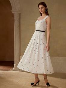 MOTF PREMIUM VESTIDO EESTAMPADO DE MARIPOSA CON CINTURÓN - Blanco - Ver 7