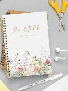 SHEIN 1pc Notebook- PSALM 46 Be Still And Know That I Am - Gifts For Women, Journal Notebooks For Note Taking, Journaling Notebook, Spiral Notebook 13.97X21.08cm With 50 Pages -A Diary With The Weekday Signs , Weather Signs, Memo No.And Date Signs