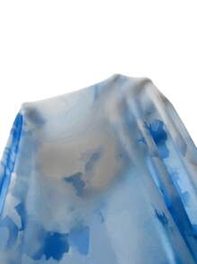 MaterniChic Maternity V-Neck Fit & Flare Dress With Printed Pattern - Baby Blue - View 7