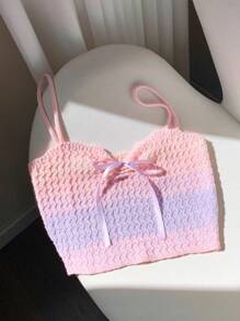 Comfortcana Women's Summer Vacation Ombre Bow Knit Camisole - Multicolor - View 1