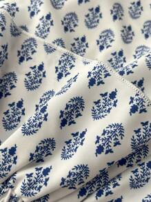 Elamini Women Drawstring Waist Minimalist A-Line Skirt, Suitable For Summer - Blue - View 6