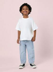 SUMWON 儿童套穿经典直筒牛仔裤松紧腰舒适休闲裤学校操场日常穿着四季裤 - 淺藍色 - 查看 3