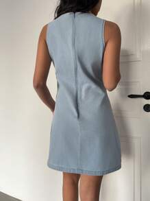 Siren Gaze 女士休闲修身无袖牛仔迷你连衣裙，蓝色