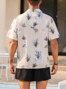 Manfinity VDAYZ Men's Casual Beach Shirt And Shorts Set, Minimalist Style, Suitable For Summer - Khaki - View 2