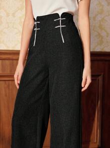 Vintamour Pantalones rectos elegantes de mujer vintage, adecuados para todas las estaciones, con ribete de color contrastante, color café, adecuado para el Día de San Valentín, negocios casuales, ropa de iglesia, ropa de oficina, ropa de crucero, estilo dinero viejo, ropa de maestra, atuendo del Año Nuevo Chino, ropa de verano para el Día de San Valentín, ropa de iglesia para mujer