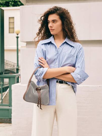 SHECARRY 女士顶部提手包网眼夏季包适合商务/通勤/工作/办公室休闲复古风格安静奢华别致提手包绳轻便适合教师护士时尚