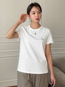 DAZY Camiseta con estampado de eslogan ABRAZA EL FUTURO - Blanco - Ver 7