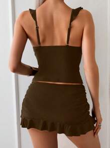 Swim Basics Women's Sexy Spaghetti Strap Bikini Set For Summer - Brown - View 2