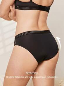 LUVLETTE Mid-Rise Basic Lace Lingerie Sheer Patchwork Black Panty Underwear For Women - Black - View 4