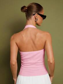 COSMINA 女士露肩无袖吊带上衣，优雅正式场合，日常穿着，办公室时尚，时尚风格，复古风，女士夏季 - 淺粉色 - 查看 2