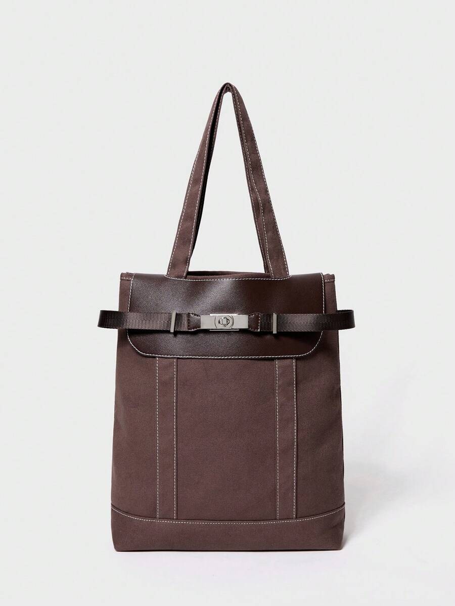 SHECARRY 女士手提包 女士背包 通用 适合所有季节 适用于晚餐/约会/派对/学校/旅行/通勤/购物包 休闲基本款 女士手提包 女士背包 金属扣，绗缝，休闲基本款 便携 大容量 穿戴/返校 学生 - 咖啡棕 - 查看 1