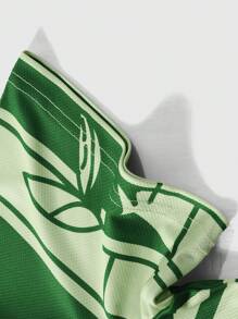 ROMWE MEN Prep Men's Casual Letter Print Round Neck Short Sleeve T-Shirt, Versatile For Spring And Summer - Green - View 4