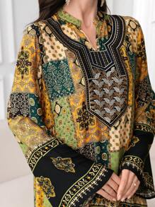 SHEIN Najma 女士保守休闲花卉印花长裙