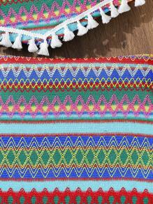 2pcs Girls Rainbow Striped Woven Camisole & Mini Skirt Bohemian Vacation Suit, Spring/Summer - Multicolor - View 6