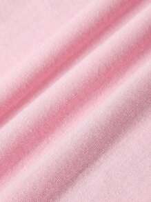 Young Girl Cute & Checkerboard Print Short Sleeve T-Shirt, Mommy And Me Matching (2 Pieces Sold Separately) - Baby Pink - View 4