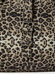 SHECARRY Bolso de tela estampado de leopardo de gran capacidad y sencillo y casual para mujer