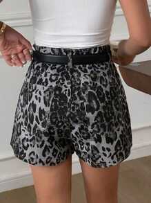 Livesso Women's Loose Leopard Print Denim Shorts, Summer New Arrival