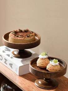 SHEIN 1set High-End Solid Wood Tall Cake & Bread Display Tray For Tea Breaks, Afternoon Tea, Snacks, Fruits Christmas Gift
