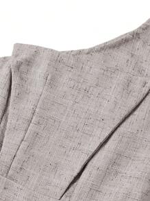 Ellevyn Women Apricot Textured Fabric Asymmetrical Shoulder Top + Straight Leg Pants 2 Pieces Set, Summer Teacher Outfits Pieces Set, Business Casual Woman Linen Set, For Going Out - Light Grey - View 5