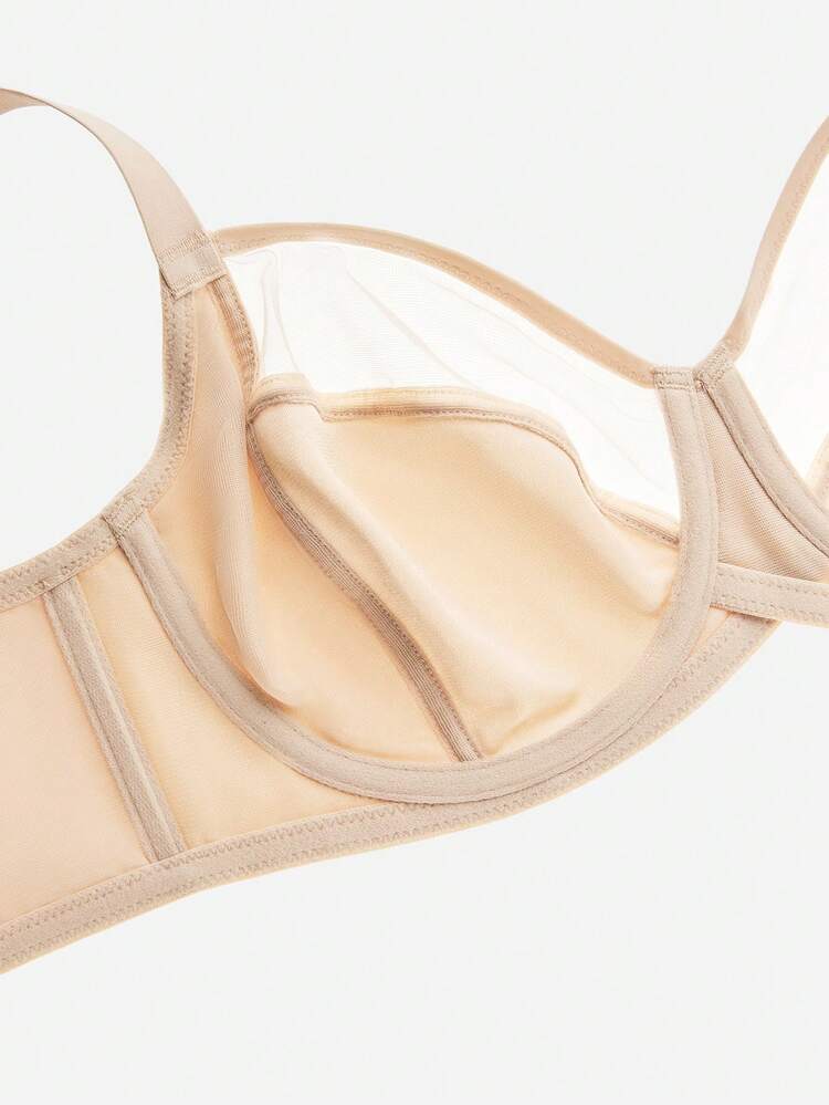 Plus Unlined Full Coverage Side Support Mesh Bra