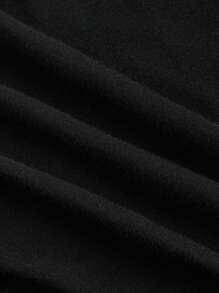 ROMWE Hippie 大码女式复古宽松露肩木珠装饰蝙蝠袖T恤 - 黑色 - 查看 4