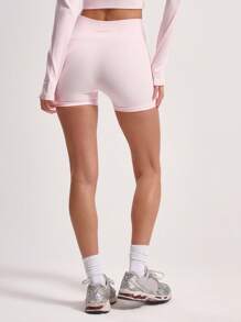 Musera Sport Ribbed Waist Seamless Cycle Shorts Workout Summer Holiday Biker Shorts Gym Fitness Yoga Pilates Fall Daily Casual - Pink - View 5