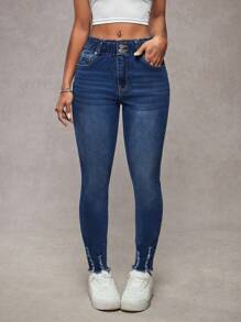 SHEIN Tall Jeans skinny a vita alta strappati e lavati