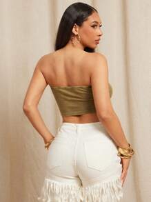 Vixey Mineral Wash Basic Strapless Crop Tube Top