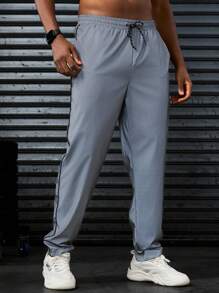 Manfinity Sport Corelite Men's Patchwork Side Drawstring Waist Slant Pocket Sports Pants Workout Clothes Running Pants Sweat Pants - Multicolor - View 4