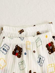 2025 Young Boys Cartoon Print Short Sleeve T-Shirt And Shorts Home Outfit 4Pcs Set, Summer