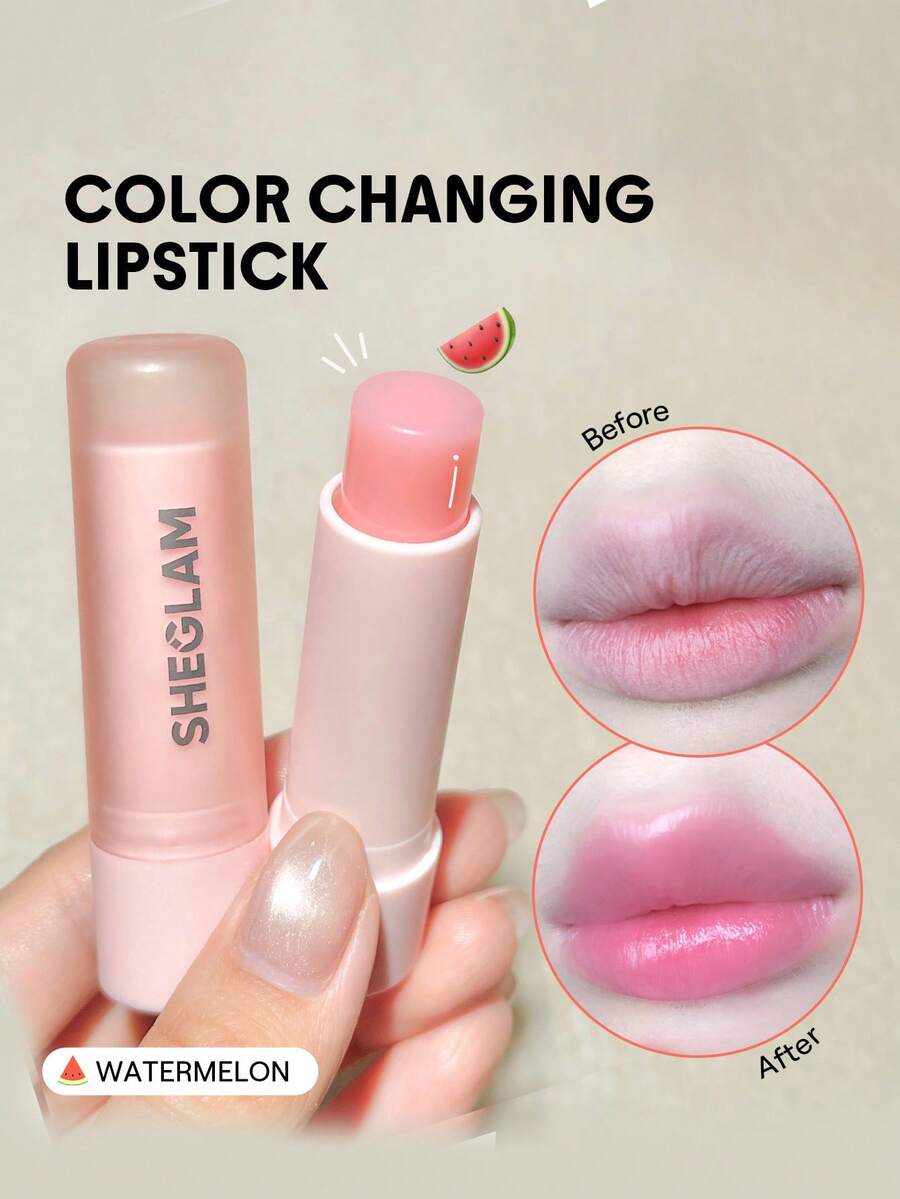 SHEGLAM Batom Pout Phresh Color Changing-Batom Melancia Ph Color Changing MutáVel Cor Hidratante Lip Balm Maquiagem Labial Lip Combo