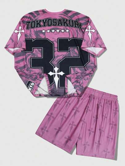 Prep Men Jesus Printed Workout T-Shirt And Shorts Set, Jersey