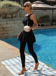 Livesso 女士连体泳衣，带遮盖长裤，海滩度假防晒潜水