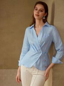 MOTF PREMIUM FOLD PLEATED KNOT BLOUSE